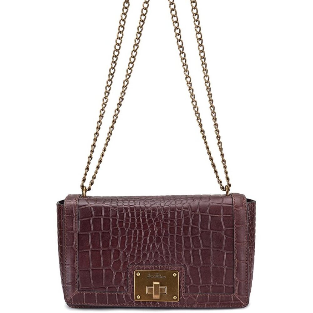 SAM EDELMAN Sophia Croc-Embossed Leather Crossbody